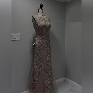 Macy's Taupe Lace Maxi Dress